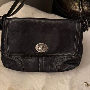 Coach Y2K Hamilton Flap Leather Shoulder Bag with Silver Accents